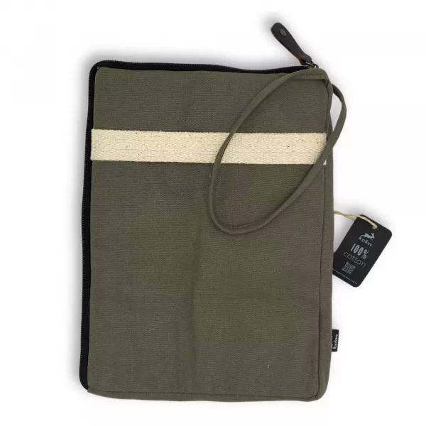 Canvas Large Laptop Pouch - Olive - Image 2