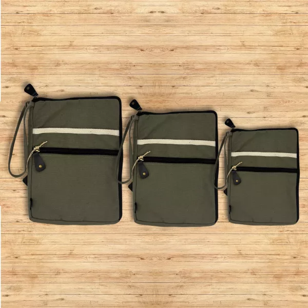Canvas Large Laptop Pouch - Olive - Image 3