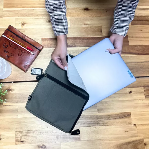 Canvas Travel Laptop Pouch - Olive - Image 3
