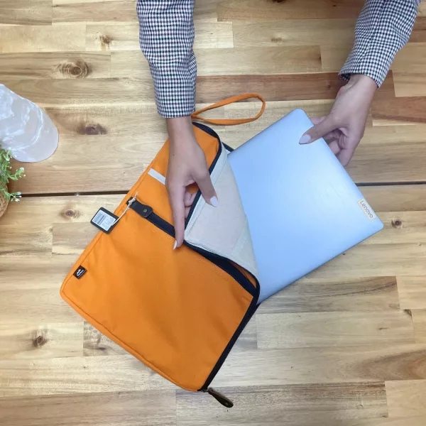 Canvas Large Laptop Pouch - Orange - Image 2