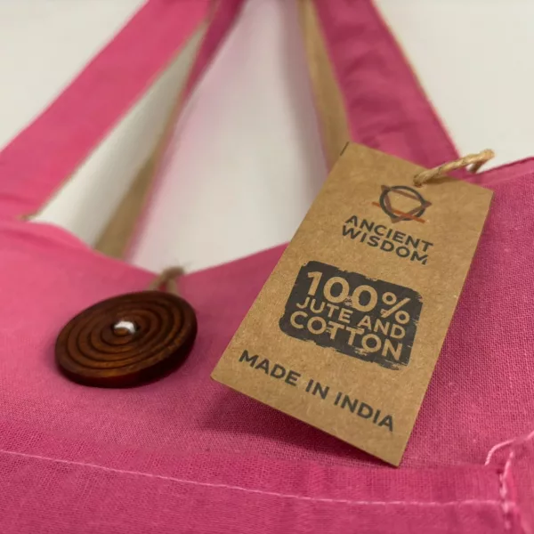 Jute & Cotton Reversible Big Bag - Pink - Image 3
