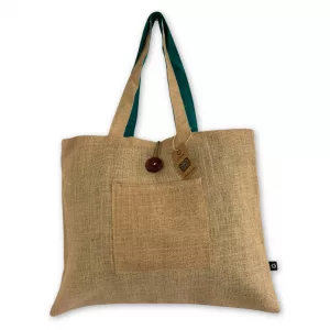 Jute & Cotton Reversible Big Bag – Teal