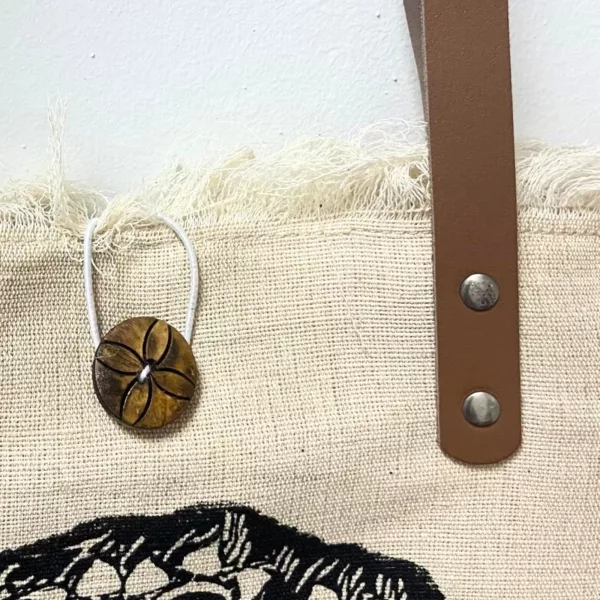Natural Tote Bag Leather Handle - Buddha - Image 2