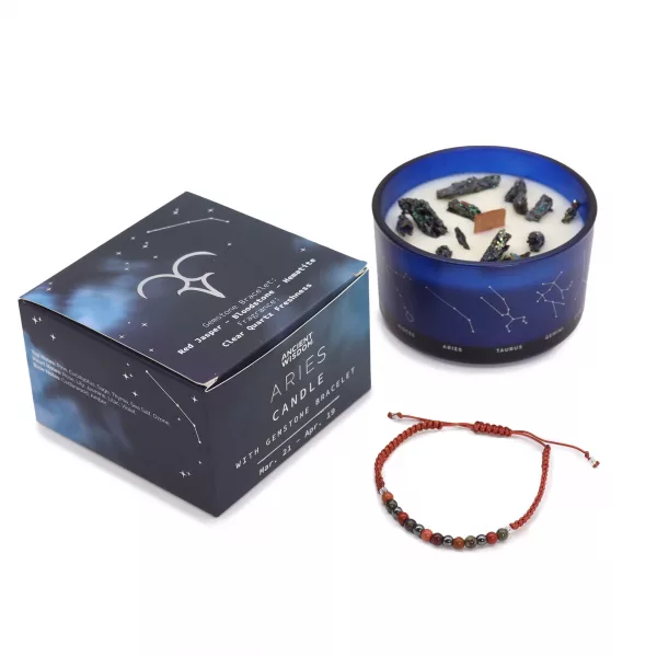Zodiac Crystal Candle with Gemstone Bracelet - Aries - Image 2