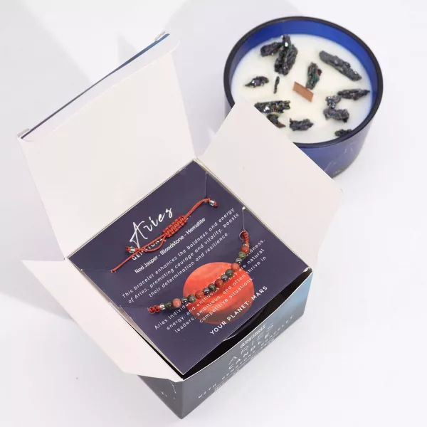 Zodiac Crystal Candle with Gemstone Bracelet - Aries - Image 3