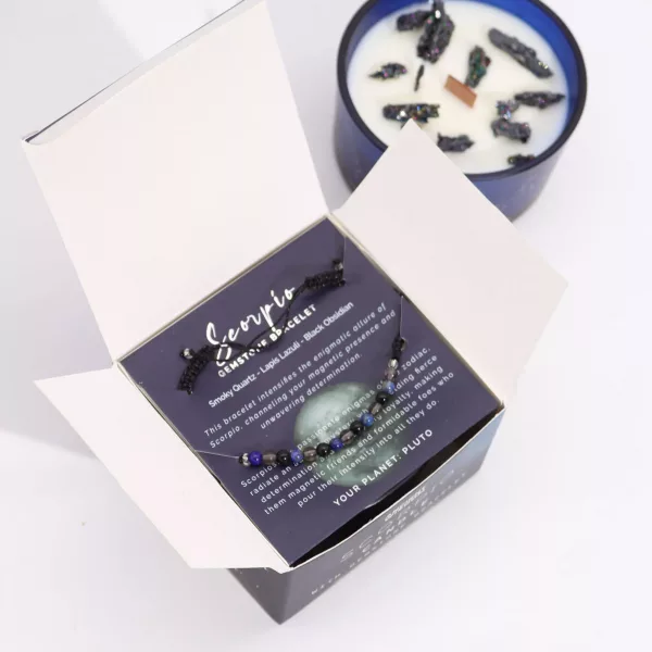 Zodiac Crystal Candle with Gemstone Bracelet - Scorpio - Image 3