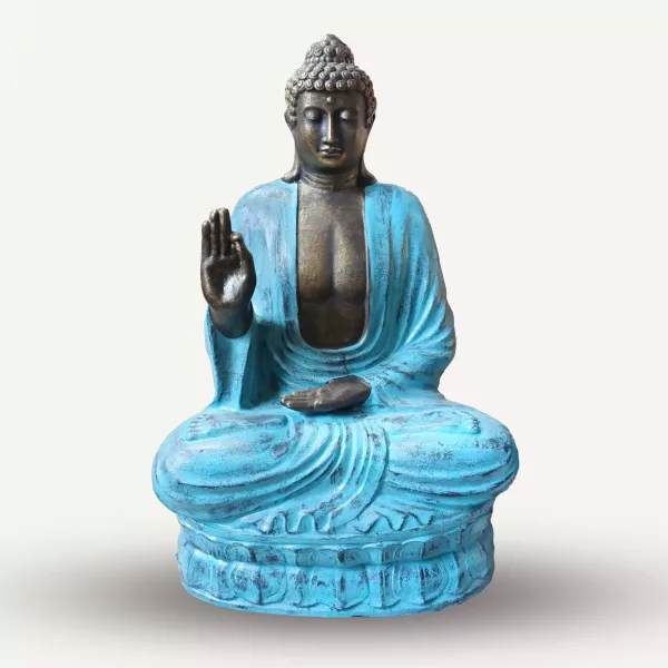 Large Turquoise & Stone Buddha Teaching on Lotus - 2m - Image 2