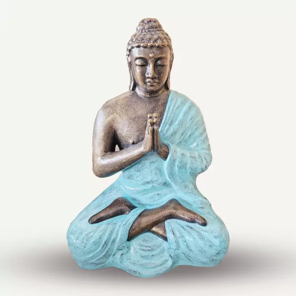 Med Large Turquoise & Gold Praying Buddha Statue - 1.2m Tall - Image 2