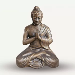 Med Large Antique Gold Praying Buddha Statue - 1.2m Tall