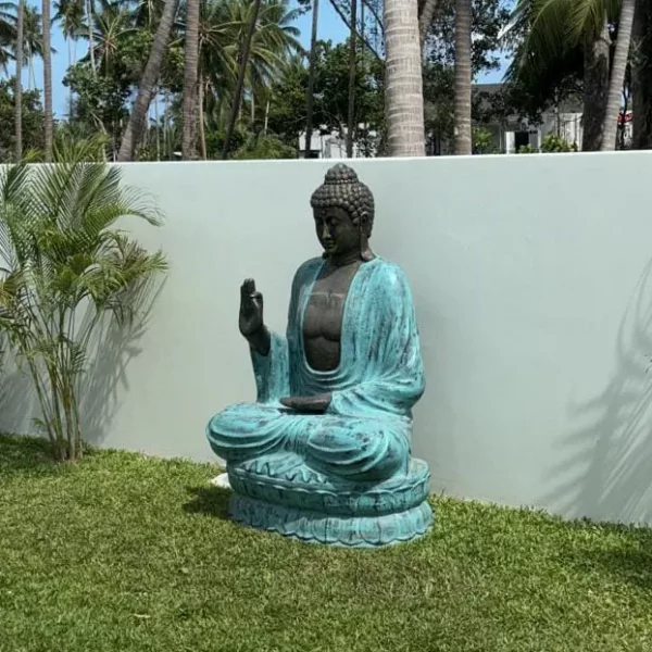 Large Turquoise & Stone Buddha Teaching on Lotus - 2m - Image 3