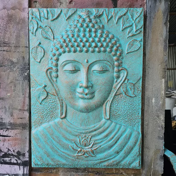 Large Buddha Iron Frame Turquoise Relief - 0.7x1m - Image 2