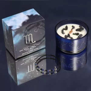 Zodiac Crystal Candles with Gemstone Bracelet