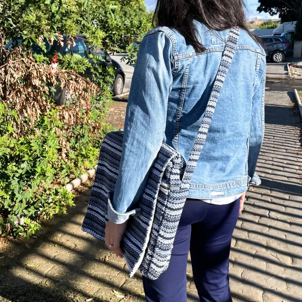 Soft Banjar Laptop Bag - Blue Strips - Image 3