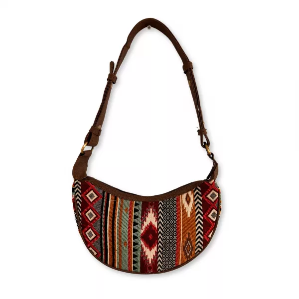 Jacquard Hobo Bag - Rich Browns (brown strap) - Image 2
