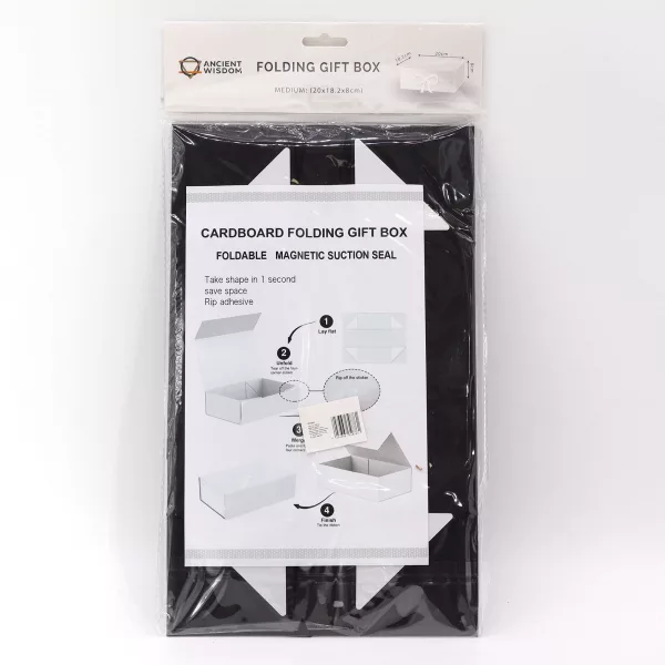 Flat Pack Gift Box - Medium Square (20x18.2x8cm) - Black - Image 2