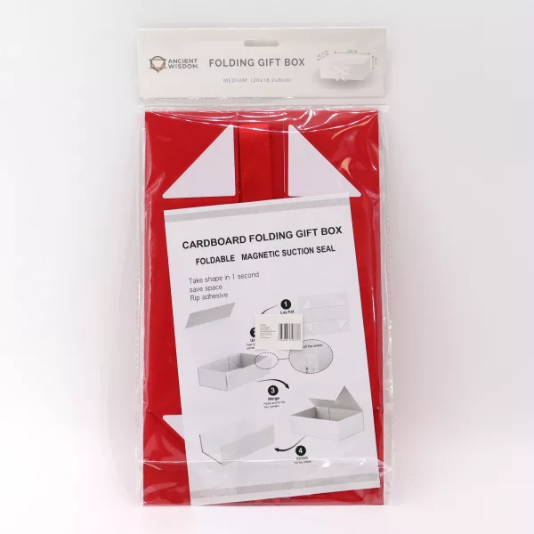 Flat Pack Gift Box - Medium Square (20x18.2x8cm) - Red - Image 2