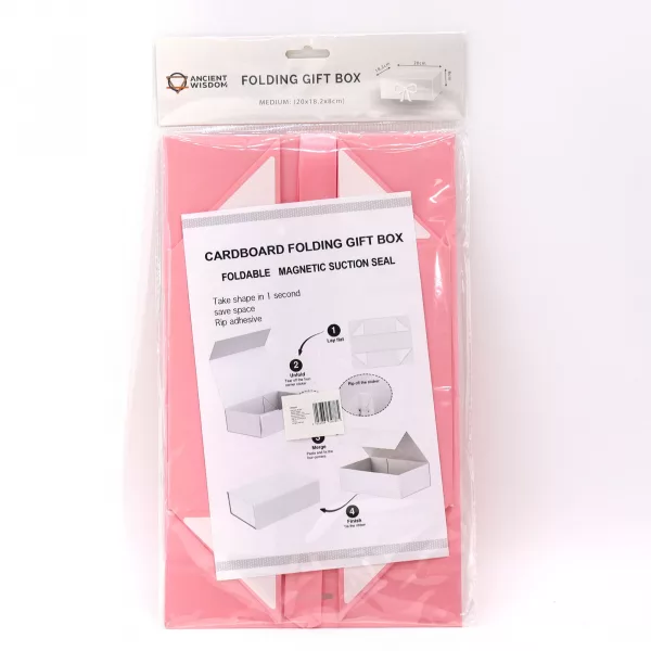 Flat Pack Gift Box - Medium Square (20x18.2x8cm) - Pink - Image 2