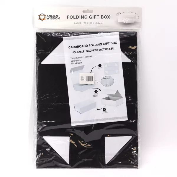 Flat Pack Gift Box - Large  (28.2x20.2x9.2cm) - Black - Image 2