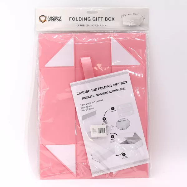 Flat Pack Gift Box - Large  (28.2x20.2x9.2cm) - Pink - Image 2