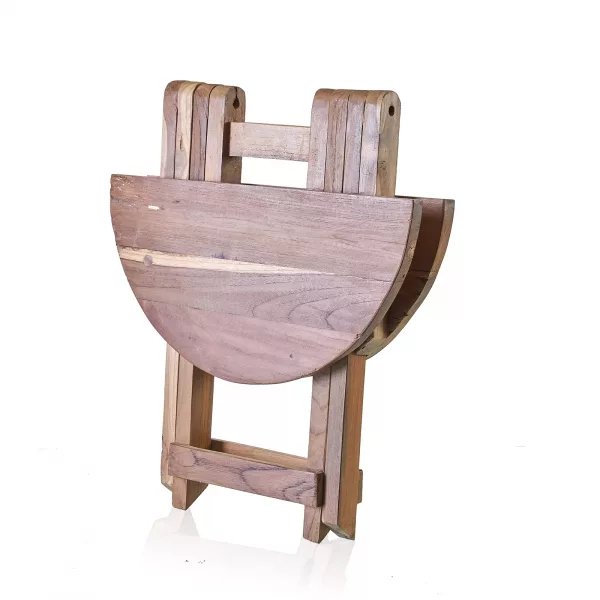 Round Folding Coffee Table - 50cm - Recycled Wood - Image 5