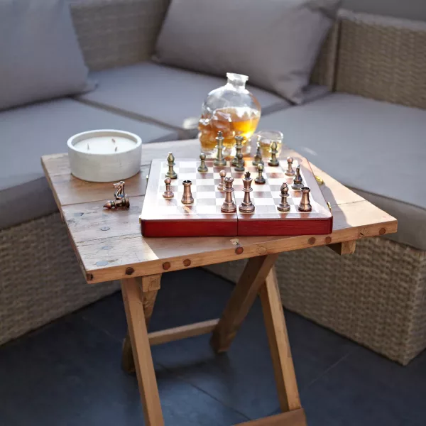 Square Folding Coffee Table - 50cm - Recycled Wood - Image 6