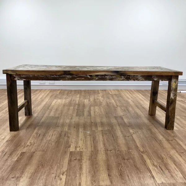 Recycled Teakwood Display / Dining Table 2.2m - No Bottom Shelf - Image 7