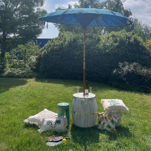 Bali Patio Parasol - Cotton - Turquoise Decor - 2m - Image 2