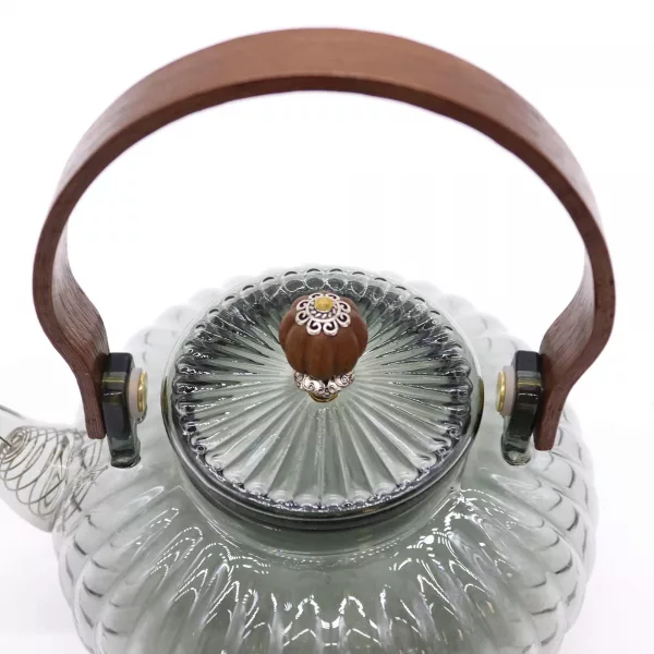 Glass Infuser Teapot - Charcoal Ribbed Pearl - 950ml - Image 2