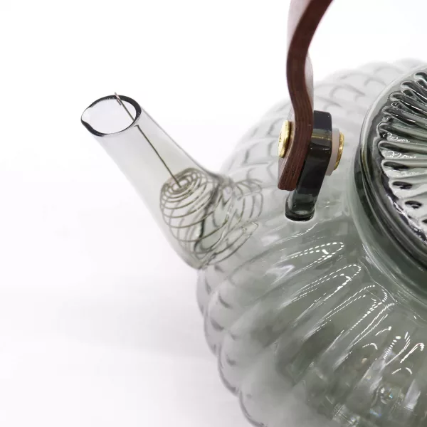 Glass Infuser Teapot - Charcoal Ribbed Pearl - 950ml - Image 3
