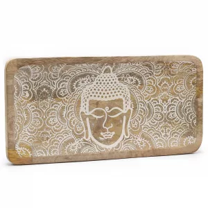 Long Tray 30x15x2.5cm - Buddha Face Whitewash