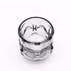 Buddha Faces Candle Jar – Midnight Grey