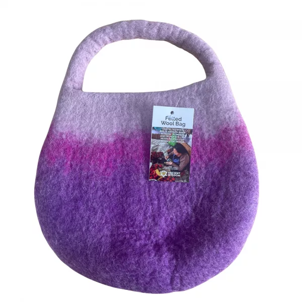 Water Felted Bee Bag - One Handle with Magnet - Lavender Shades - Image 2