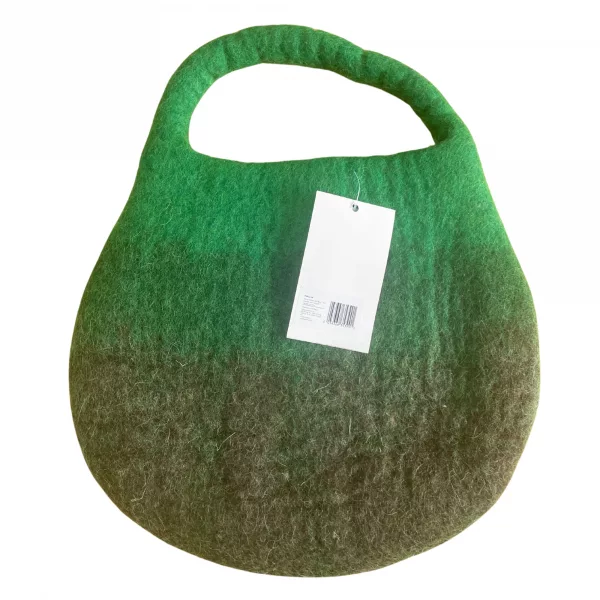 Water Felted Bee Bag - One Handle with Magnet - Garden Greens - Image 2