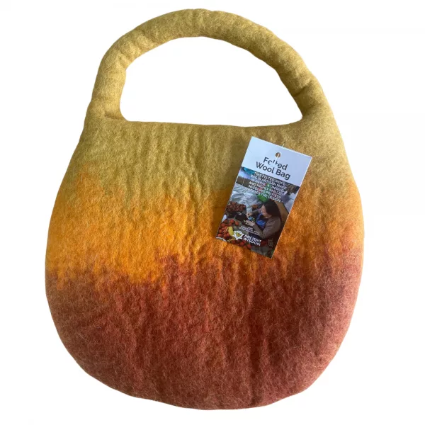 Water Felted Bee Bag - One Handle with Magnet  - Sunrise Orange - Image 2