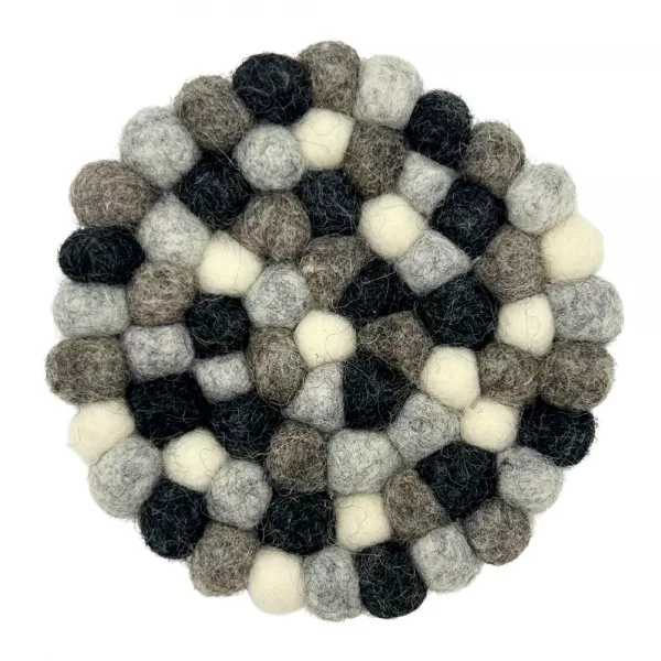 Felt Ball Round Coasters - Multi Grey colour (set of 4) - Image 3
