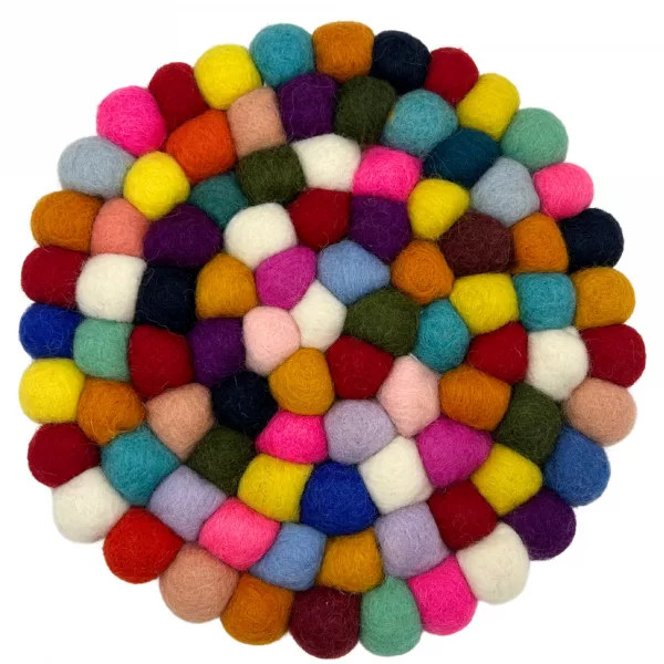 Felt Ball Round Placemat - Multi Colour
