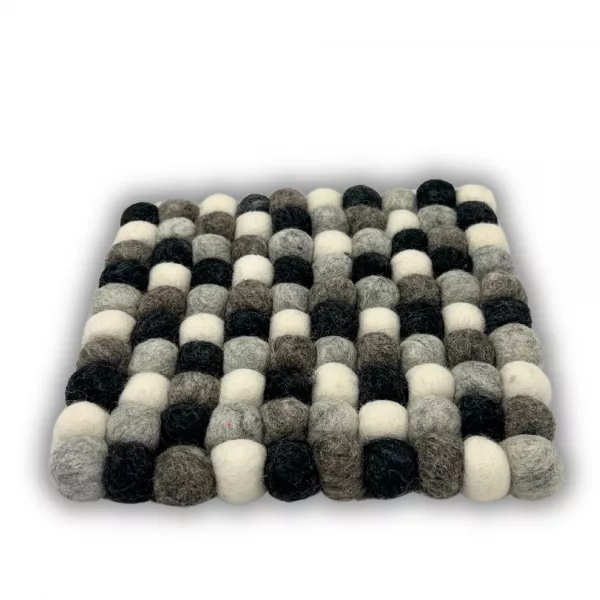 Felt Ball Square Placemat -Multi  Grey Colour - Image 2