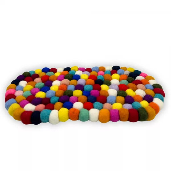 Felt Ball Oval Centre Mat - Multi Colour - Image 2