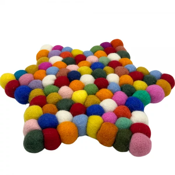 Felt Ball Star Centre Mat - Multi Colour - Image 2