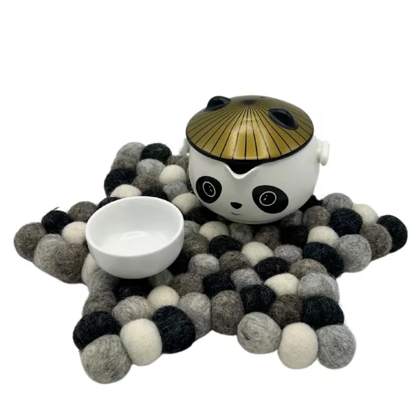 Felt Ball Star Centre Mat - Multi Grey Colour - Image 2