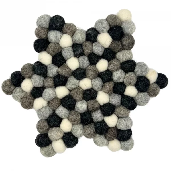 Felt Ball Star Centre Mat - Multi Grey Colour
