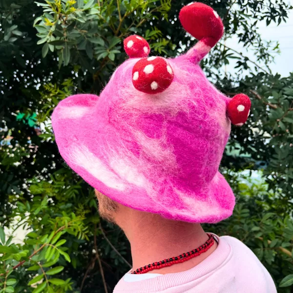 Felted Mushroom Hat - Shocking Pink - Image 4
