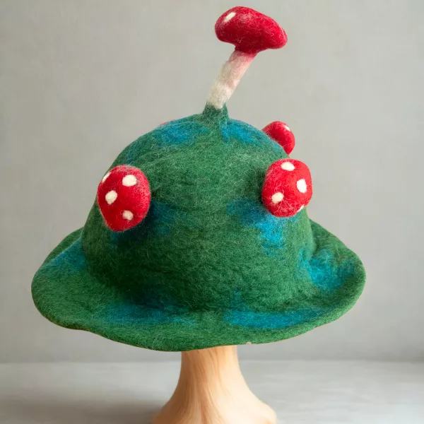 Felted Mushroom Hat - Moss Mountain Green - Image 2