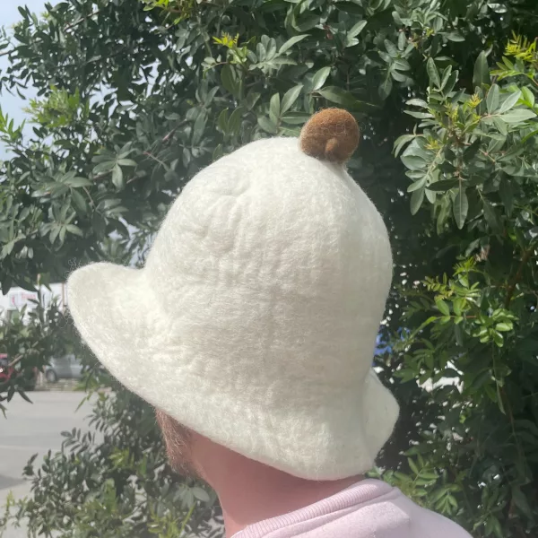 Felted Sauna Bowl Hat - Natural - Image 2