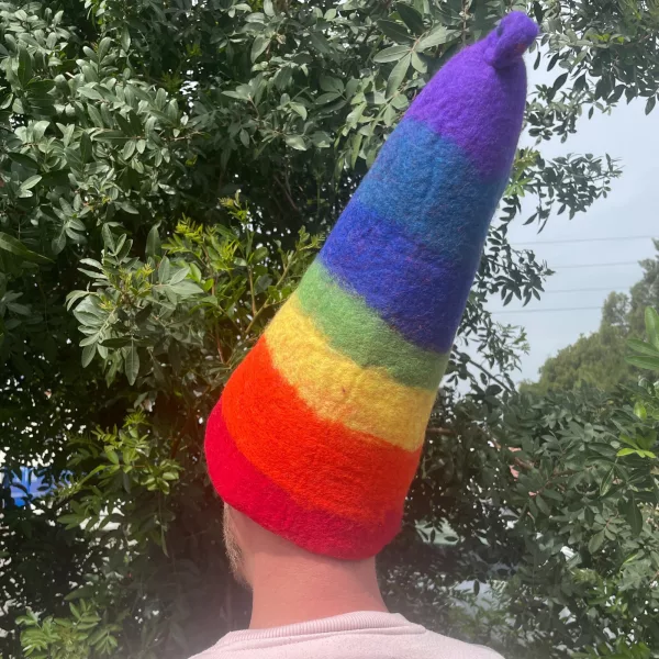 Felted Sauna Wizard Hat - Rainbow - Image 2