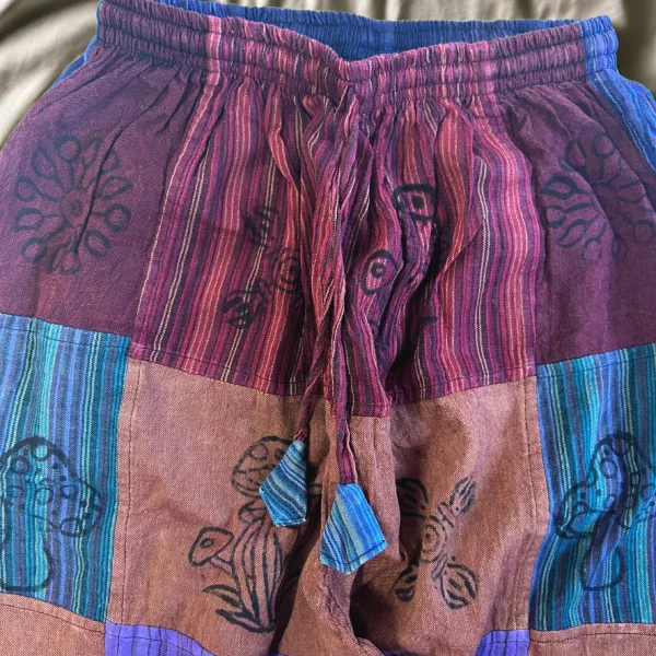 Nomad Sari - Mushroom Pants - Block Print Designs - Purple Tones S/M - Image 2