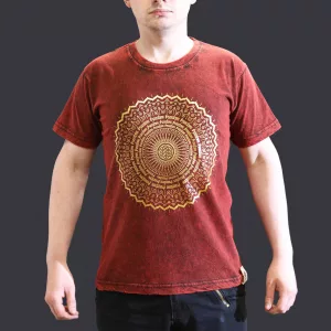 Stone Washed T-Shirt – Mandala – Maroon