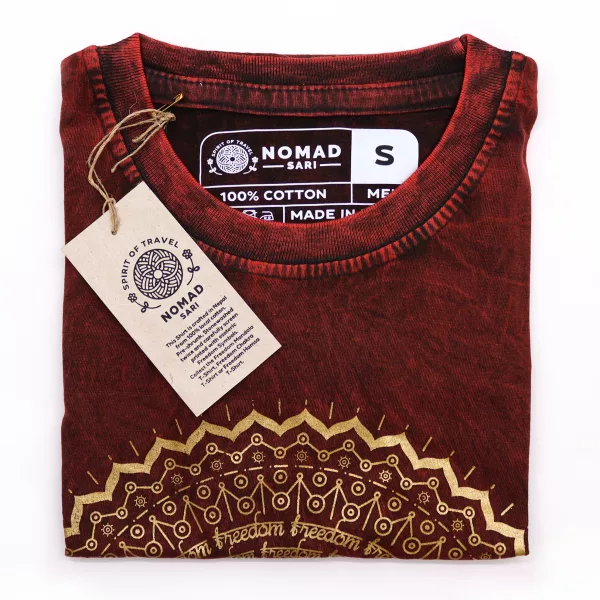 Stone Washed T-Shirt – Mandala – Maroon - Image 2
