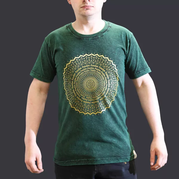 Stone Washed T-Shirt – Mandala – Green