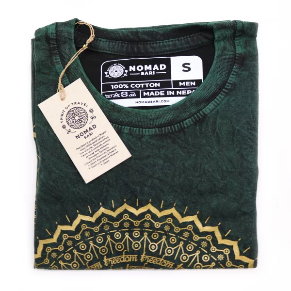 Stone Washed T-Shirt – Mandala – Green - Image 2